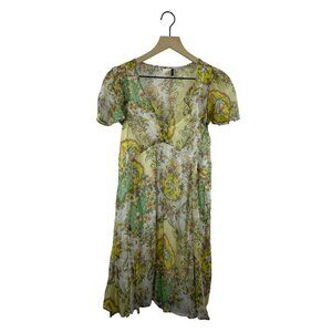 Anthropologie Akemi + Kin Women's Small Delaunay Sheer Floral 70s 60s Midi Dress